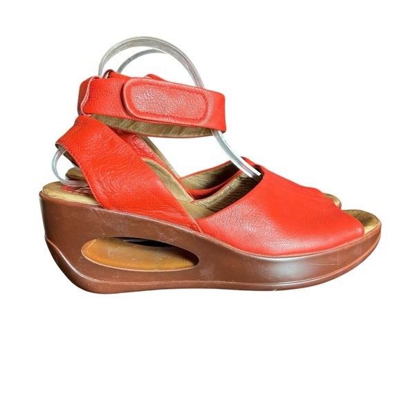 Fly London Red Leather Hert Sandals Women’s EU 41 / US 10.5 - Picture 12 of 15